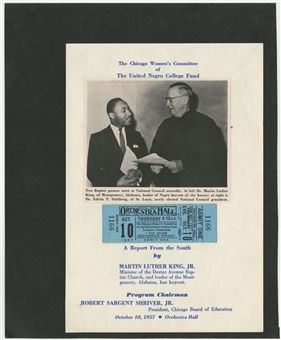 1957 Martin Luther King Jr. Flyer with Affixed Ticket to Program Entitled "The Negro Southerner Speaks"